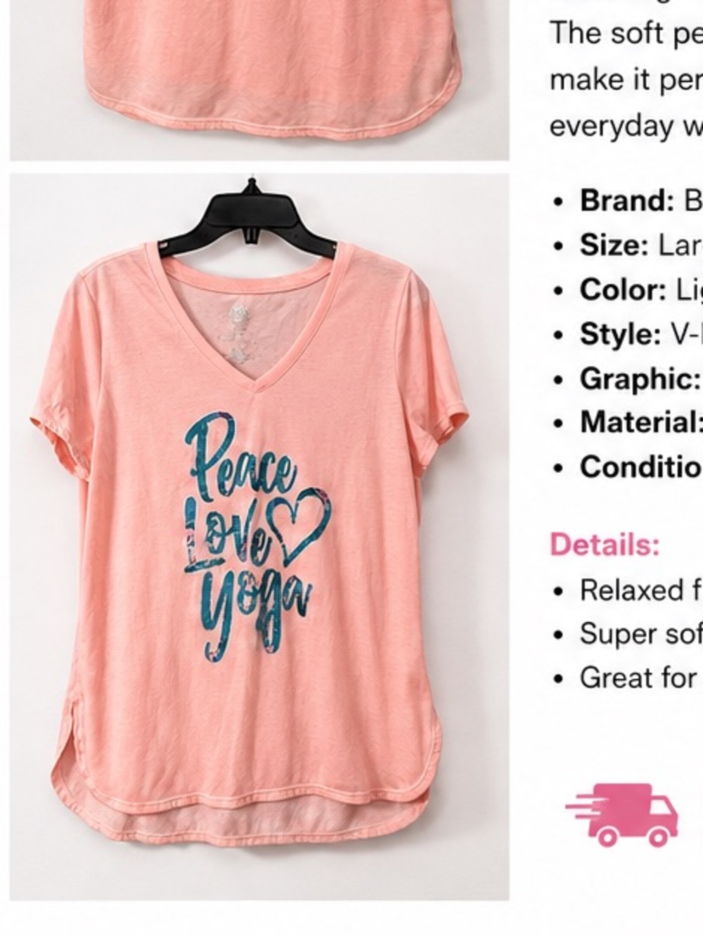 Brisas Peace Love Yoga Tee NWOT